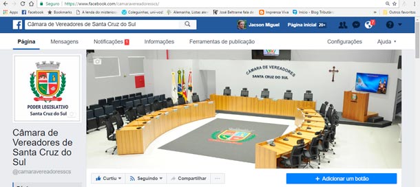 P‡gina da C‰mara de Vereadores no facebook vai transmitir as sess›es ao vivo